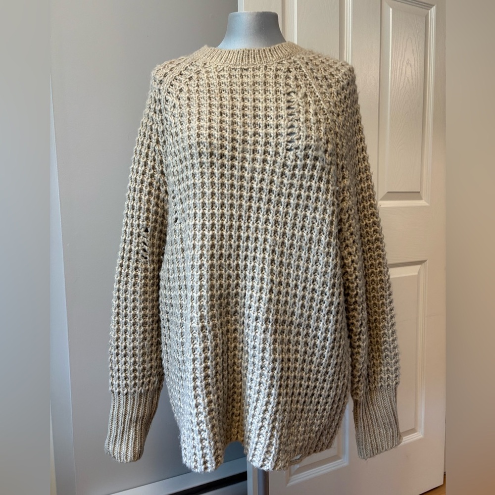 Zara Tan Chunky Knit Oversized Sweater